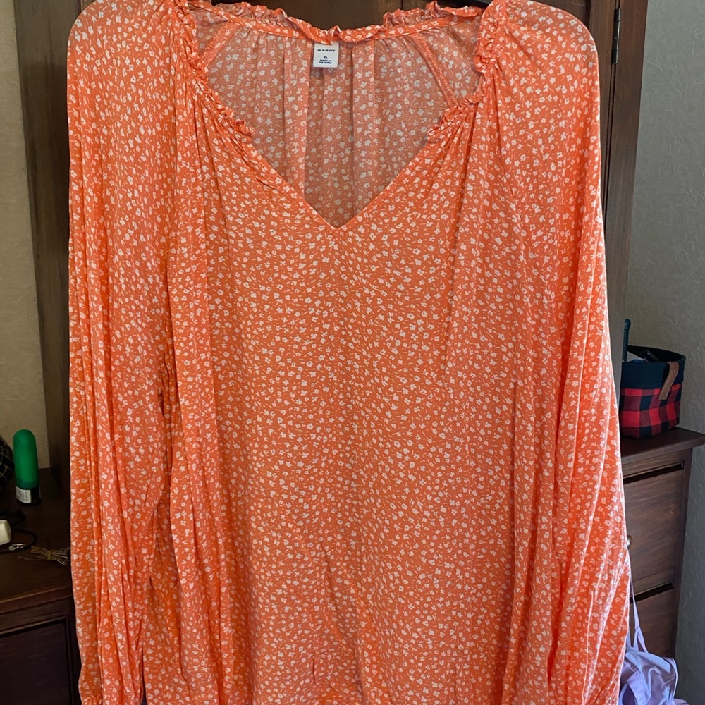 Orange/Coral Blouse Top